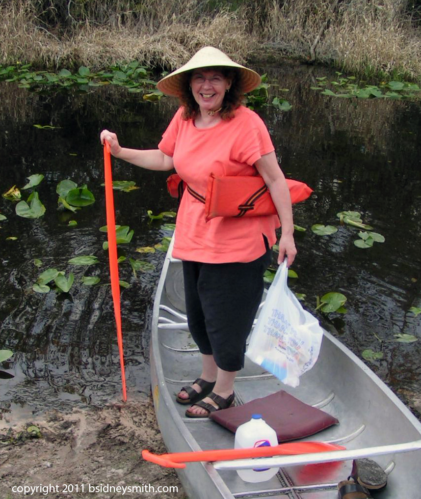 Wendy getting out of the canoe